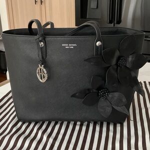 henri bendel Black Floral Saffiano Tote
